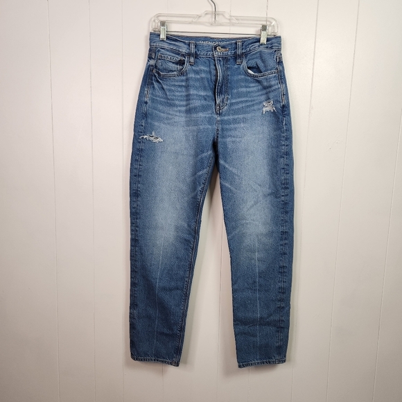 American Eagle AEO Mom Jeans Stretch 100% Cotton High Waisted Rise 90s Size 4 - Picture 2 of 12